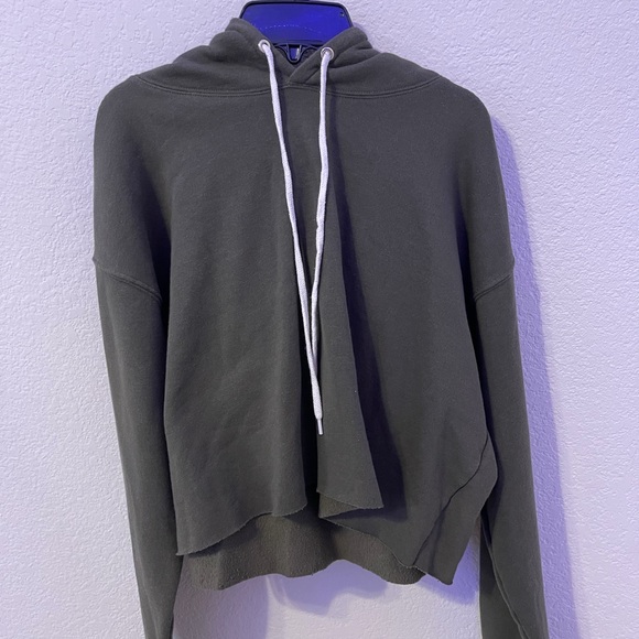 Olive Green Cropped Hoodie